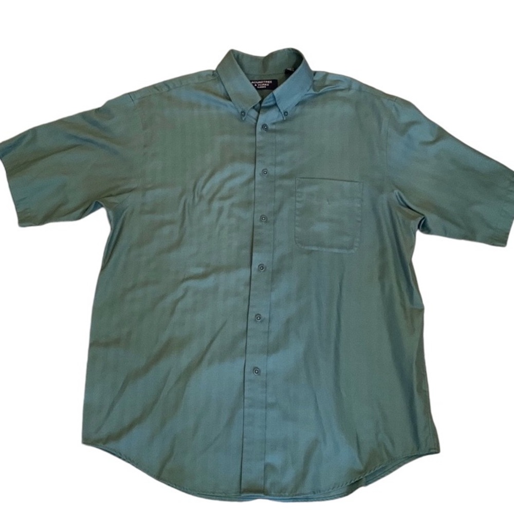 Roundtree & Yorke Classics Green Short Sleeve Button Down Shirt Men’s Size Large